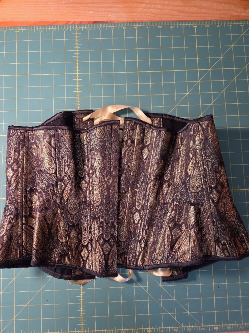 Gold Brocade Corset Waist Cincher with Orange Trim, Timless Trends Everyday 30